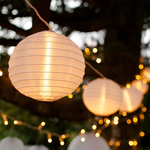 Lights4fun 2 x 10er XL LED Lampion Lichterkette warmweiß, koppelbar, strombetrieben mit Stecker – perfekte Garten-, Balkon- & Outdoor-Deko für stimmungsvolle Beleuchtung & Camping