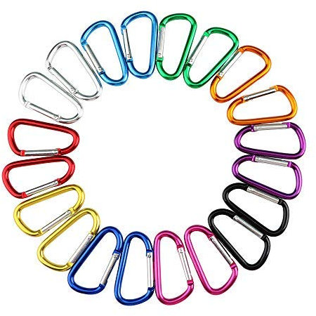 QitinDasen 20Pcs Premium Aluminum Multifunction Locking Carabiner, 5cm Mini Carabiner Keychain, Carabiner Snap Hook Clip (Not for Climbing!)