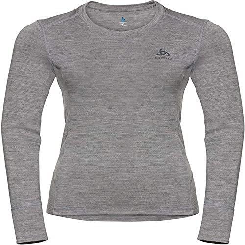Odlo Damen Funktionsunterwäsche Langarm Shirt 100% MERINO 200 GRAMM, grey melange - grey melange, M