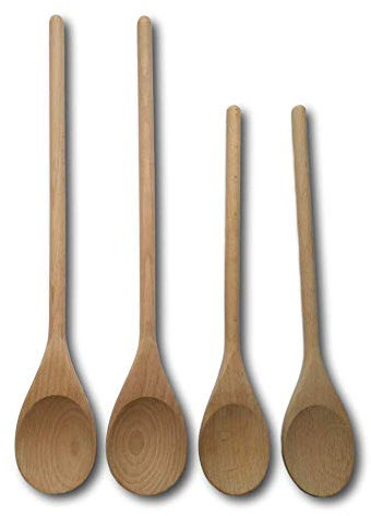 Wooden stirring Spoon with Long Handle - 16 & 20- Beechwood spoon (Set of 4)