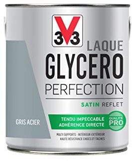 V33 Peinture multi-supports monocouche Laque Glycéro satin, Gris Acier 2L