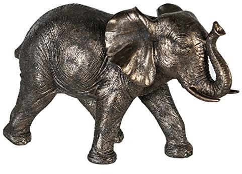 Casablanca Deko Figur Skulptur Elefant Zambezi Tierfigur Elephant - Dekoratin Wohnzimmer Flur - Farbe: Grau Gold - Breite 29 x Höhe 18 cm