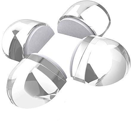 4 Pack Door Stoppers - Oval Self-Adhesive Door Stops Floor Door Stopper Rubber Clear Top Dome Floor Doorstop for Bathroom Bedroom Kitchen