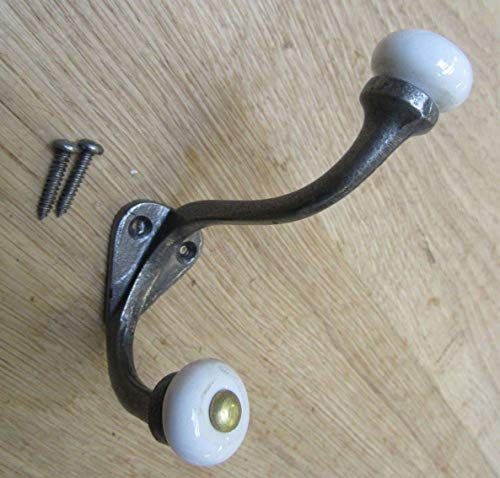 BUILDERSIRONMONGERY Lot de 5 crochets en fer antique GLOUCESTER en céramique vintage rétro