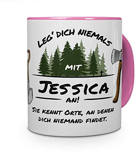 printplanet Tasse - Leg Dich Nicht mit Jessica an - Namenstasse, Kaffeebecher, Mug, Becher, Kaffeetasse - Farbe Rosa