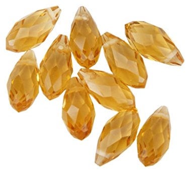 Inzopo 10pcs Faceted Teardrop Glass Beads for Jewellery Making Craft Gold Champagne