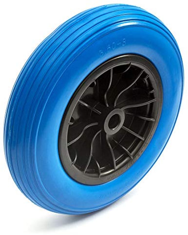 14 Inch 3.50-8 PU Puncture Proof Solid Tyre & Wheel 14'' PU Wheelbarrow Barrow Blue