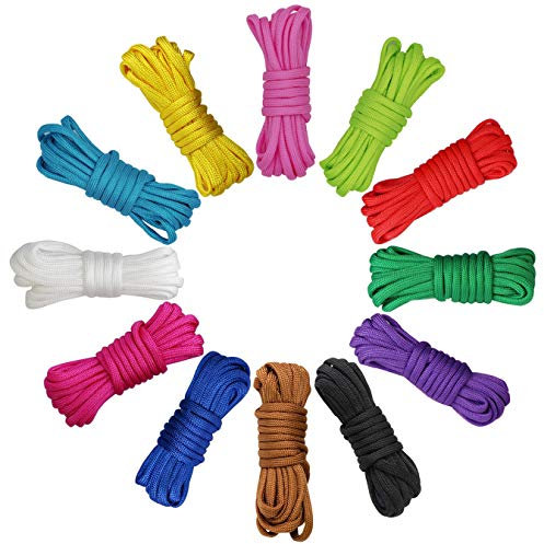 Paracord Armband Schnur Set, 12er x 10 Fuß Parachute Seile 7 Stränge Nylonschnur Band, Camping Wandern Outdoor-Survival-Seil für DIY Gewebtes Schlüsselbund Hundehalsband, Karabiner Lanyard (12 Farben)