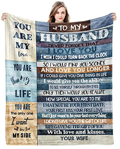 HAINANBOY to My Husband Ultraweiches Mikrofleece, You Are My Life, Mikrofaser, Vatertagsdecke, luxuriöse Decke für Bettwäsche, Sofa und Reisen (152,4 x 127 cm)