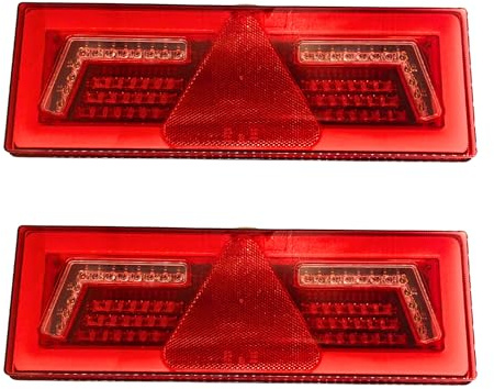 Web Truck 2 x LED Lampe links und rechts 12/24V Rückleuchte Blinker Lauflicht mit 6 Funktionen 375x135mm mit 300mm Kabel Anhänger LKW Hochwertig 96 LEDs