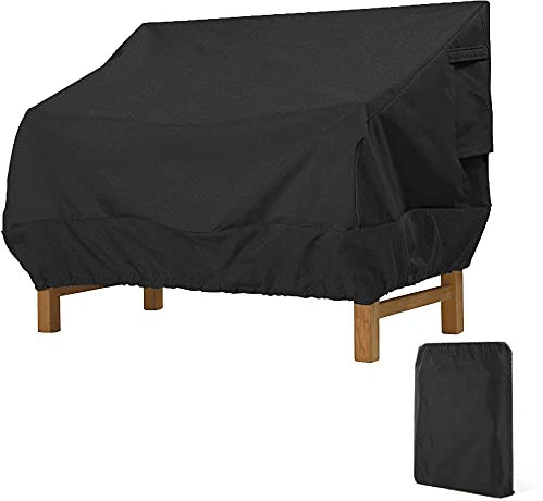 Donken Gartenbank Abdeckung 2 Sitzer, Bank Schutzhülle Winddicht Abdeckplane Oxford Abdeckhaube UV-Beständiges Sitzbankhülle für Bank Gartenmöbel Gartensofa (Schwarz, 147 x 83 x 79 cm)