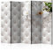 murando Raumteiler Foto Paravent Blumen 225x172 cm beidseitig auf Vlies-Leinwand Bedruckt Trennwand Spanische Wand Sichtschutz Raumtrenner Design Glamour weiß Lilie Lederoptik Ornament b-C-0119-z-c