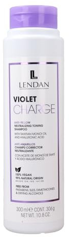 LENDAN - Champú Matizador - Violet Charge Shampoo - 300 ml - con Pigmentos Violetas - Corrige el Color - Neutraliza los Tonos Amarillos - Hidratación Profunda Cabello - Vegano