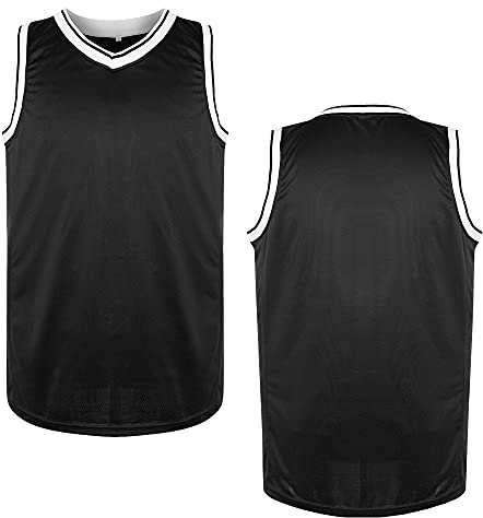 MESOSPERO Blank Basketball Jersey Men's Mesh Athletic Sports Shirts Black Yellow White S-3XL, Black, Medium