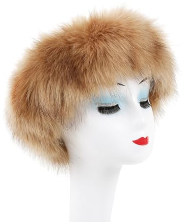 Pelzmütze Damen Russische Fellmütze, Warm Pelzmütze Cossack Russische Mütze Wintermütze Faux Fuchs Fell Stirnband Pelz Damen Winter Plüschmütze Kunstfell Cossack Mütze Blau Schwarz Grau Pink Beige