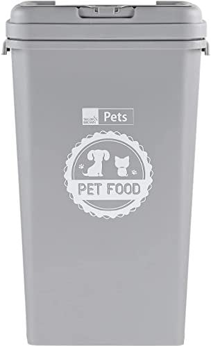 Bedding Home Airtight 15Kg Pet Food Storage Container | Flip Top Lid With Integrated Scoop | 40L Pet Animal Dry Food Dispenser Bin For Cat Food, Dogs Food & Birds Seed (40L Grey)