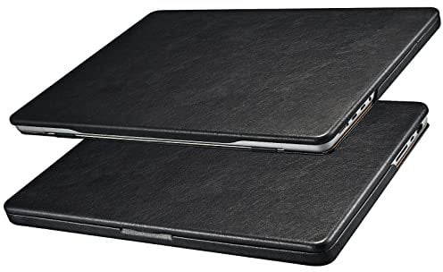 Custodia MacBook Pro 14 2024-2021 Case M4 M3 M2 M1 Pro/Max A2992 A2918 A2442 A2779 A3112 A3185 A3401, ICARER Custodia Protettiva Ultra Sottile in Pelle Premium Case Cover per Apple Macbook Pro 14-Nero