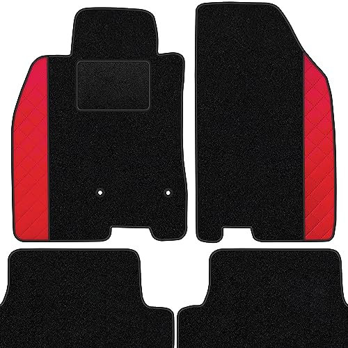 moto-MOLTICO Fußmatten Auto Velours Autoteppiche Schwarz Automatten Set 4-teilig - Auffälliges Design - passend für Renault Captur 2014-2019 (Rotes Muster)