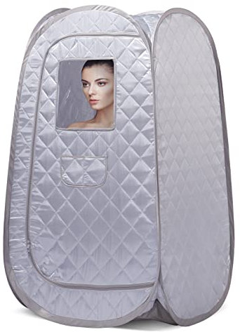 Smartmak Portable Steam Sauna Tent, Full Body Personal Home Spa, Lightweight Foldable Steam Room for Detox Therapy, Steamer NOT Included (L 31.5” * W 31.5” * H 55.2” Grey)