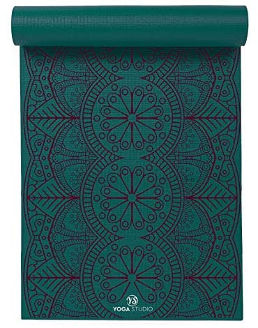 Von Yoga Studio entworfene Yogamatte – 183 cm x 61 cm große Mandala-Matte, 6 mm dicke rutschfeste Yogamatte, reißfeste PVC-Matte (Teal Mat Dew Drop Mandala)