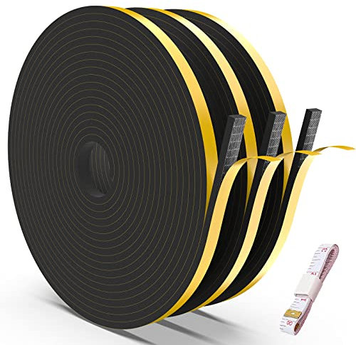 Miciler 15m Selbstklebend Schaumstoffband, 6mm(B) x3mm(D) Türdichtungen Selbstklebend für Anti-Kollision Schwarz