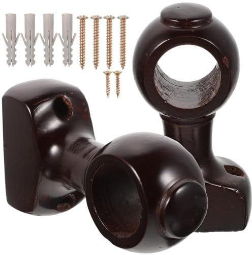 2Pcs Heavy Duty Wooden Curtain Rod Brackets for Securely Supporting Curtain Poles Easy Installation Suitable for Various Home Decor Styles
