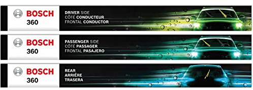 BOSCH B36010 360 Complete Vehicle Wiper Blade Replacement - Includes Front Beam Blades (Pair) + Rear Wiper Blade (1) - 24/18/14