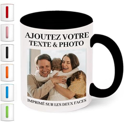 UNIQUILLING Personalised Mug Print 2 Sides- Personalised Gift for Dad Fathers Day-Custom Mug with Photo Text Logo- Gift for Men Women Best Friend Birthday-Multiple Fonts and Colors-11Oz