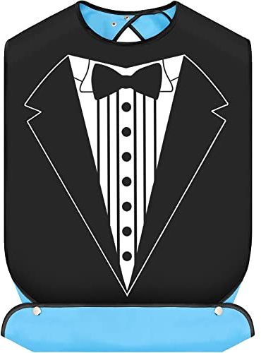 BWWKTOP Hochzeits-Lätzchen für Bräutigam, Brautparty, Geschenk, Smoking, Bräutigam, Fliege, Muster, Herren und Erwachsene (Lätzchen mit Fliege)
