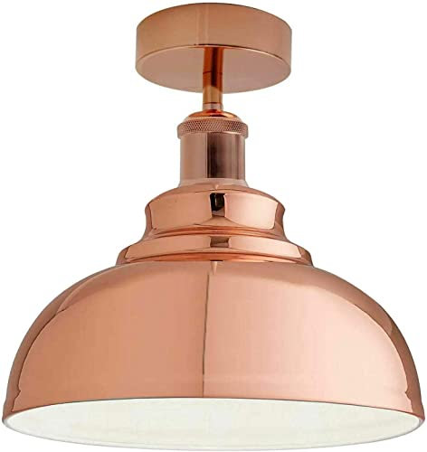 LEDSone Semi Flush Mount Ceiling Light E27 Base Modern Vintage Light for Kitchen Bedroom Hallway, Easy Installation, Ceiling Fitting in Rose Gold