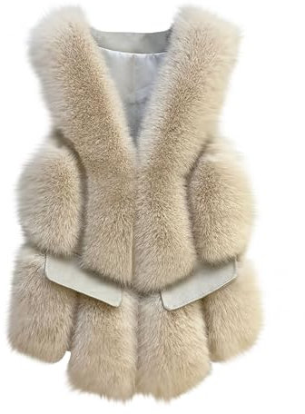Kunstfell Weste Damen Mode Einfarbig Kunstpelze Jacke Faux Lederweste mit Pelz Warme Pelzmantel Ärmellose Fellweste Große Größen Pelzweste Winter Steppweste Winterjacke Pelzjacke Felljacke Mantel