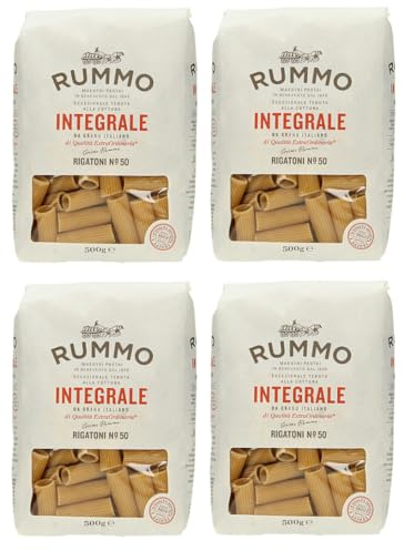 4er-Pack Rummo Pasta Integrale Rigatoni N°50,Vollkornnudeln Nudeln Vollkorn Italienische Pasta 500g