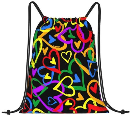 FWJZDSP Gay Pride Regenbogen-Rucksack mit Kordelzug, wasserdichter Rucksack mit Kordelzug, Turnbeutel mit Kordelzug, Badetasche
