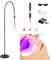 Lampe à Cils Uv + Cache-œIl + Lunettes + Interrupteur Au Pied, Taille De Spot RéGlable,Col De Cygne Flexible 5 W, Longueur 70 Cm,Colle Durcie En 1-3 S, Lampe De PolyméRisation De Colle Uv,Black