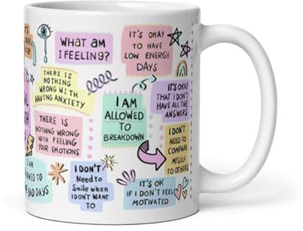 Affirmation Coffee Mug My Mental Health - Daily Affirmations Coffee Mug 11 Oz, Self Care Gifts for Women, Men, Friend Novelty Coffee Mugs Inspirational Mental Health Gifts,