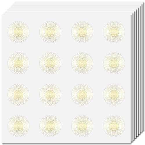 CREATCABIN 128 Stück Zertifikat-Siegel-Aufkleber Herausragende Exzellenz,Worte,Vinyl-Aufkleber,Selbstklebender Wasserdichter Aufkleber,Runde Goldene Für Umschläge,Diplome,Auszeichnungen,2.5x2.5cm