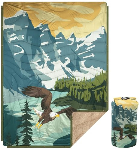 KawaGebo Kamp Campingdecke Outdoor I Reisedecke Ultraleicht Verstaubar I Camping Thermodecke Wasserabweisend Für Wandern, Reisen, Hängematte,Van, Flugzeug Decke I Thermal Sherpa & Ripstop,200x145cm