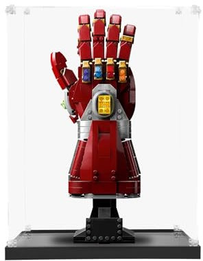 icuanuty Acryl Vitrine für Lego Marvel 76223 Iron Mans Nano Handschuh, Staubgeschützte Aufbewahrung und Organisation Vitrine für Lego Modell, Größe: 15x15x35cm (Nur Display Case)
