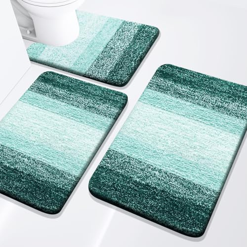 Arotive Badezimmerteppich-Set, 3-teilig, extra weich und saugfähig, Badteppich-Set für Badezimmer, maschinenwaschbar und trocken, Badematten-Set für WC, Badewanne und Dusche (61 x 40,6 cm + 76,2 x