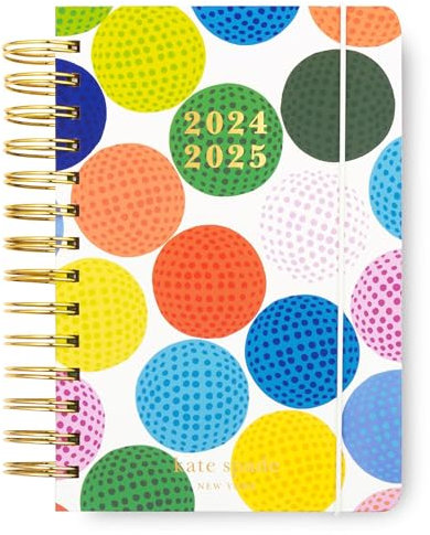 Kate Spade New York Planer 2024-2025 Wochen- und Monatsplaner Mittelplaner August 2024 - Dezember 2025, Hardcover Spiralplaner, Tagesplaner mit Monatskalender, Aufklebern, Taschen, Golfbälle