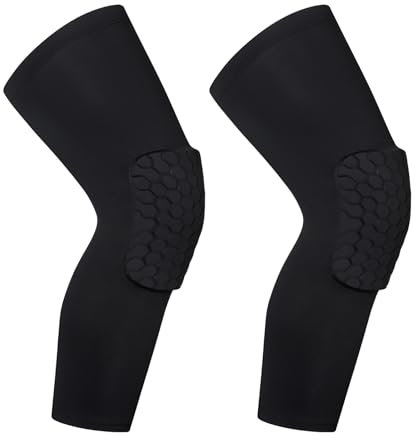 BaronHong Hex-Knie-Kompressionsschoner, Knie-Bandage, Knieschoner, Wrestling-Orthese, Bein-Wabenpolster für Volleyball, Basketball, Erwachsene und Jugendliche (schwarz, L)