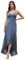 Ever-Pretty Robe de Demoiselle d'honneur Longue Col V Asymétrique Bretelles Mousseline pour Femme Bleu Brume 40