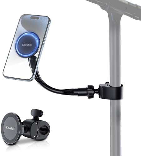 Mic Stand Phone Holder,11Magnetic Phone Mount with Removable Gooseneck & Locking Angle,Flexible Microphone Music Stand Phone Holder Clip for iPhone 16 15 14 13 12 Pro Max,Mag-Safe Case & All Phones