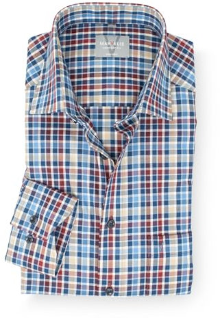 Marvelis Hemd Comfort Fit blau/rot Karo 7066.64.35, Kragenweite/Größe:48