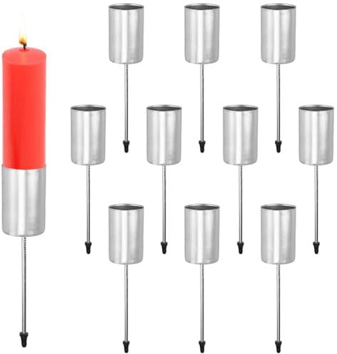 skytowards 10 Stück Kerzenhalter Adventskranz Silber mit Dorn Kerzenständer Stabkerzen stecker adventskranz stabkerzenhalter Kerzenstecker adventskranz stabkerzen als Deco für Weihnachten & Wohnung