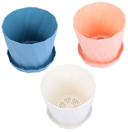 TINEASUR 3pièces Pots De Fleurs Plastique avec Coupelles pour Jardin Format pour Intérieur Et Extérieur