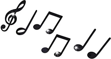 WHAMVOX 6pcs Acrylic Mirror Wall Stickers Music Note Pattern Waterproof and Great for Home Office