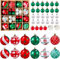 Juego de 42 bolas para árbol de Navidad, inastillables, bolas de Navidad para colgar, juego de decoraciones para árbol de Navidad, para colgar decoraciones de Navidad, rojo, verde y blanco