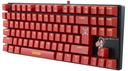 FRTEC - Tastiera meccanica da gaming con cavo TKL, One Piece Rufy, marrone tattile, anti-ghosting, compatibile con PC, Mac, PS5, Switch, Xbox Series X/S (QWERTY) (tastiera One Piece)