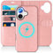 TUCCH Coque Amovible pour iPhone 16 5G [RFID Blocage] Portefeuille 2 en 1 Housse Simili Cuir Magnetique Anti-Choc Fonction Support Compatible avec iPhone 16 (6,1 Pouces 2024) - Rose Pâle